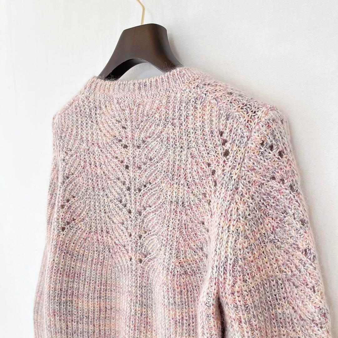 【1299】アナイ　モヘヤ+カラー杢地柄　プルオーバー　 36 ピンク