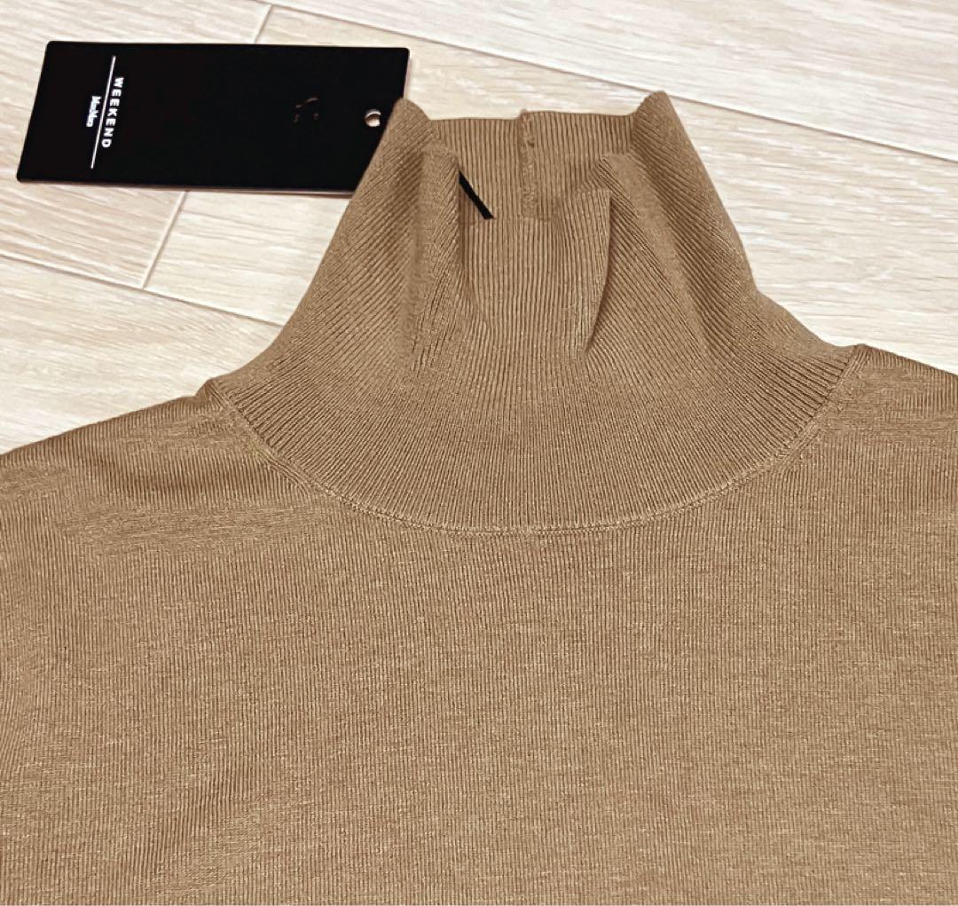 マックスマーラ シルクウール ハイネックニット キャメル