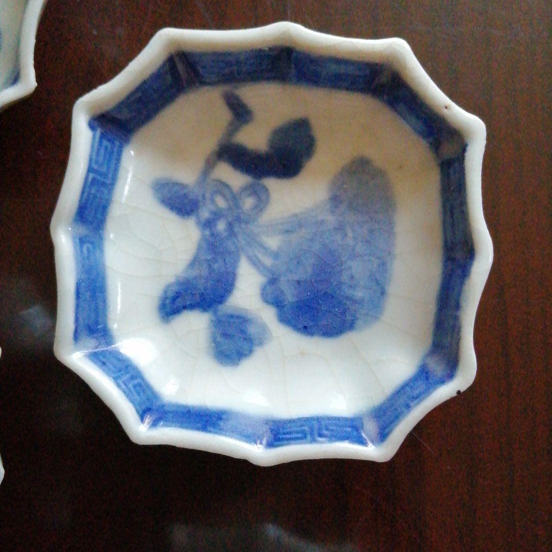 古伊万里　染付豆皿　5枚　6.5cm　江戸後期～明治期