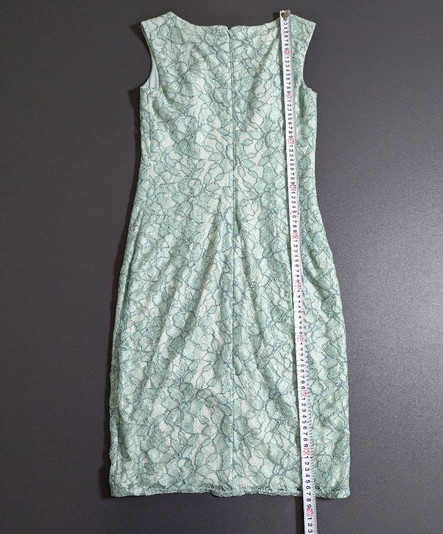 タダシショージ／ミントカラー 総レースドレス ワンピース グリーンノースリーブ