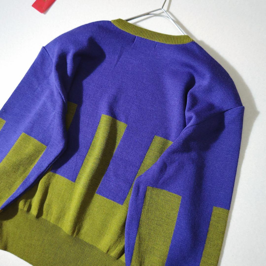 新品タグ付き　バレンシアガ　ニット　美品　ジャガード織り　ロゴ　バイカラー　M