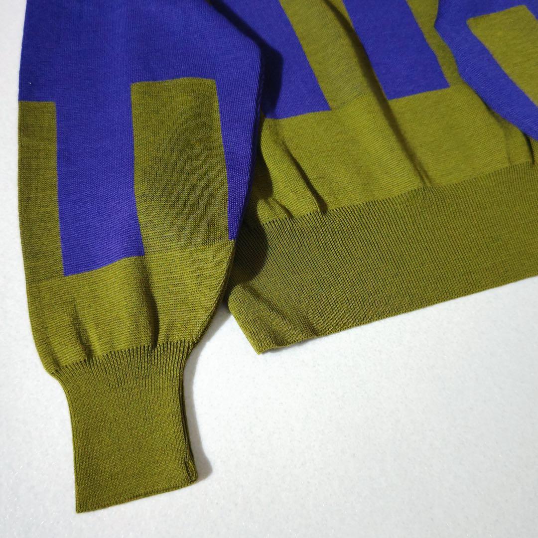 新品タグ付き　バレンシアガ　ニット　美品　ジャガード織り　ロゴ　バイカラー　M