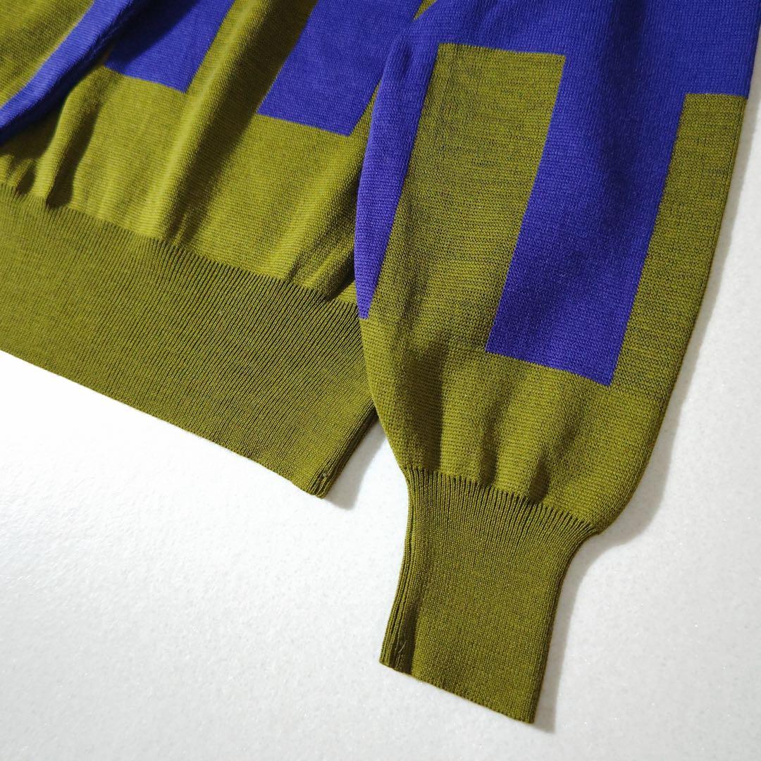 新品タグ付き　バレンシアガ　ニット　美品　ジャガード織り　ロゴ　バイカラー　M