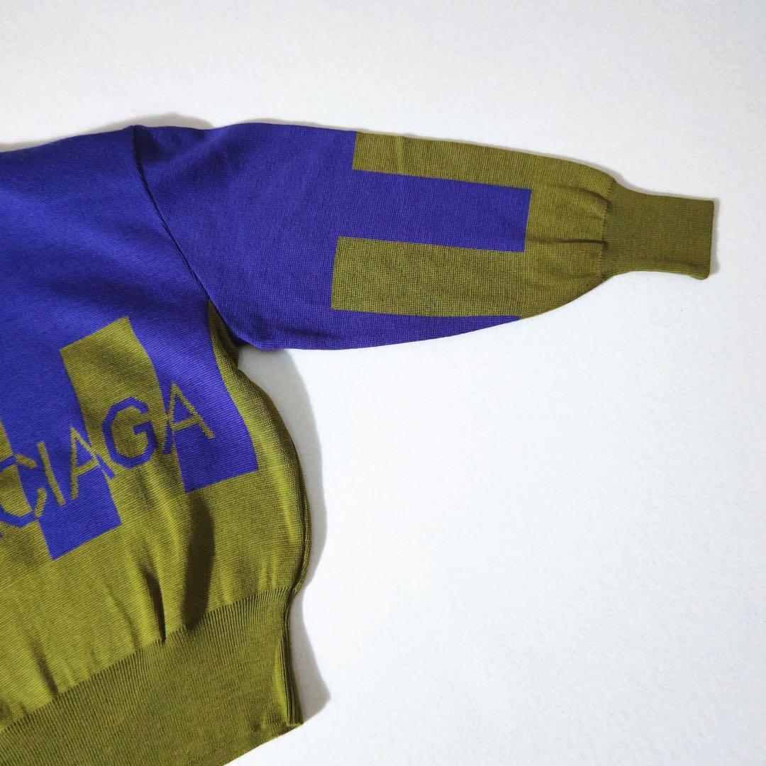 新品タグ付き　バレンシアガ　ニット　美品　ジャガード織り　ロゴ　バイカラー　M