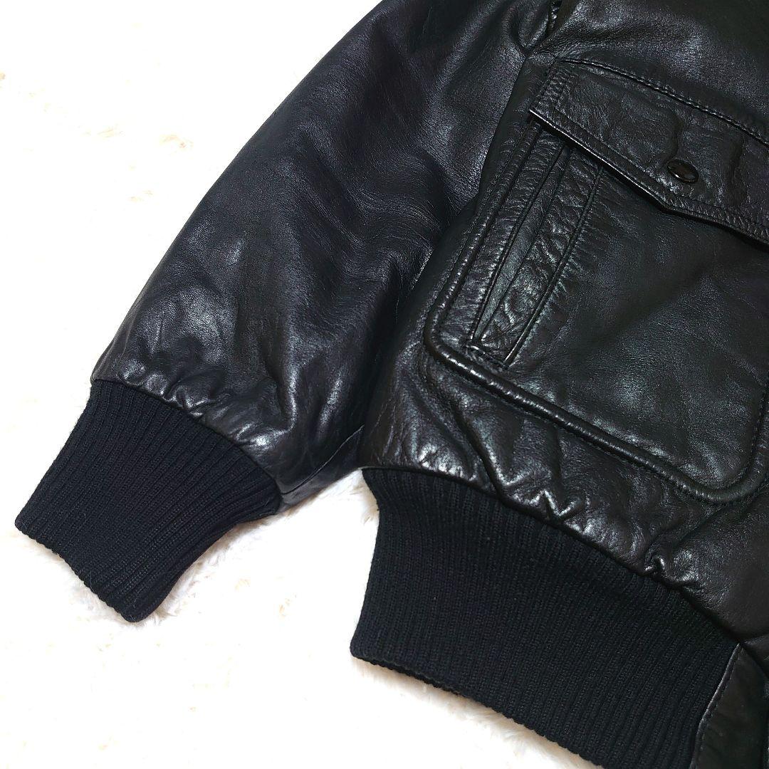 G-1 ミリタリー 牛革 フライトジャケット 襟ボア 裏地ボア