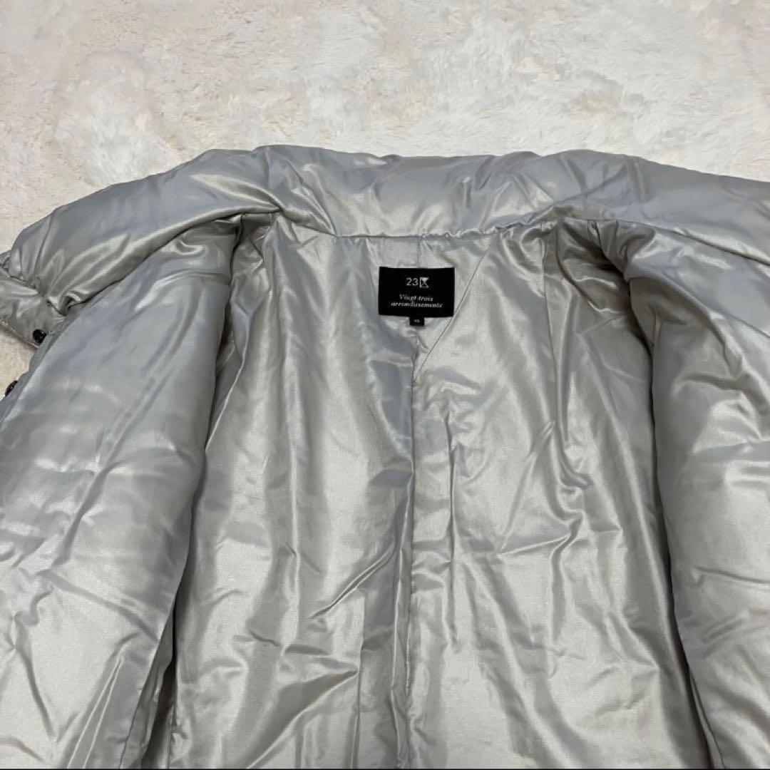 極美品 23区 ダウンロングコート ショールカラー ベルトAライン 大きい 48