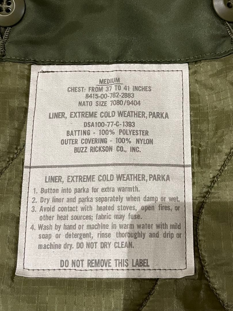 BUZZ RICKSONS（バズリクソンズ） M-65 パーカー ライナー付