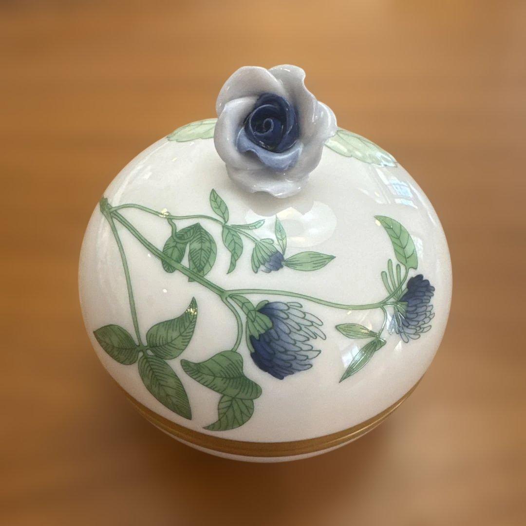 【新品未使用】ヘレンド　ウィーンの薔薇 ハーブガーデン ボンボニエール ブルー