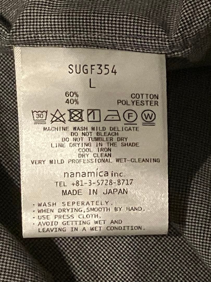 超美品！nanamica(ナナミカ) レギュラーカラー ウインドシャツ Ｌサイズ