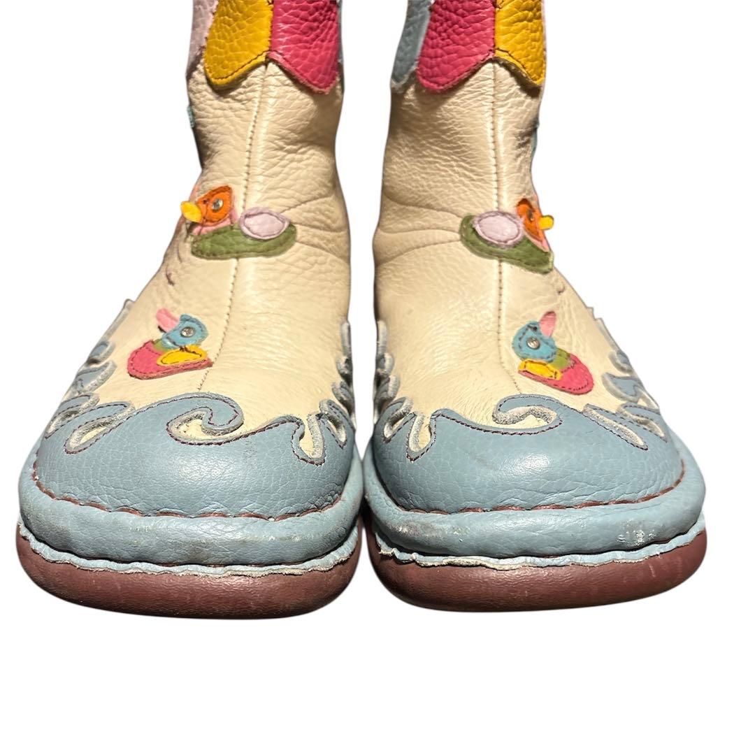 美品　Estacion エスタシオン アヒルモチーフ 本革 ブーツ　Lサイズ