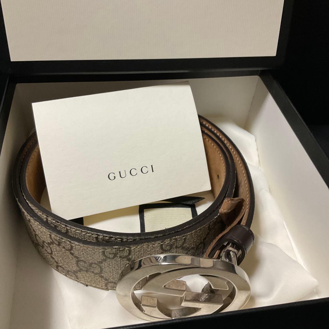 グッチ GUCCI GG スプリーム ベルト シルバー　モノグラム　金具メンズ