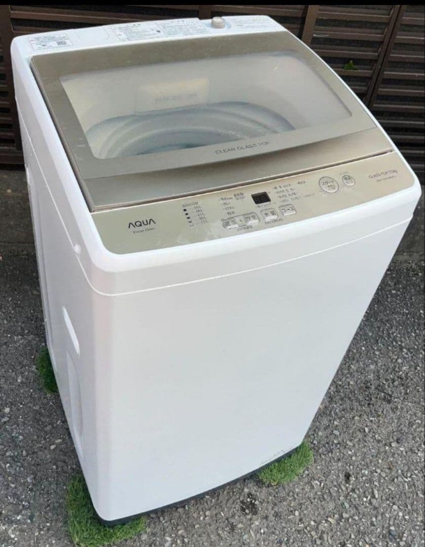 AQUA ガラストップ7kg 洗濯機3Dアクティブ洗浄風乾燥機能付 21年製