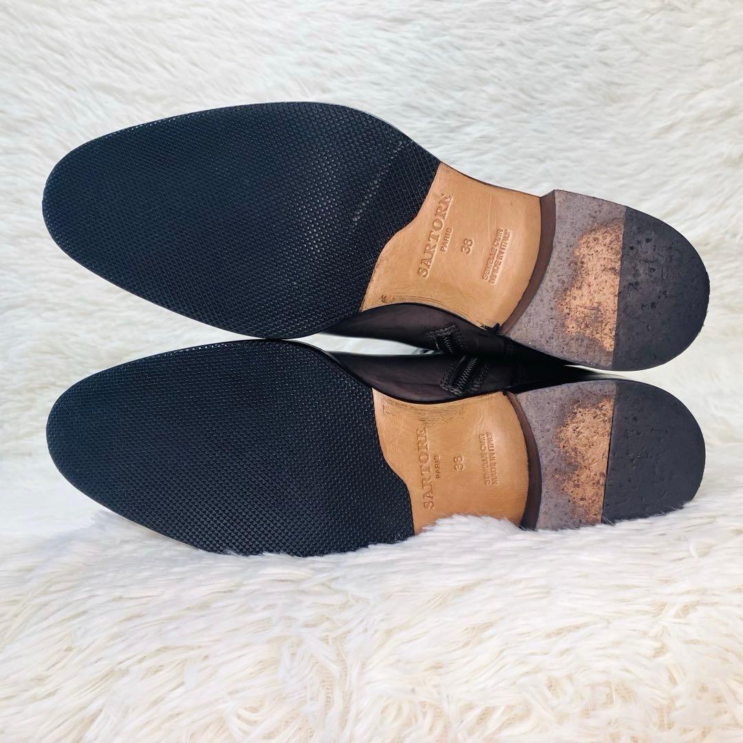 【希少色】SARTORE 38 グレージュダブルストラップ　サイドジップ　ロング