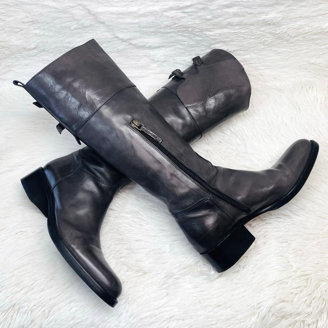 【希少色】SARTORE 38 グレージュダブルストラップ　サイドジップ　ロング