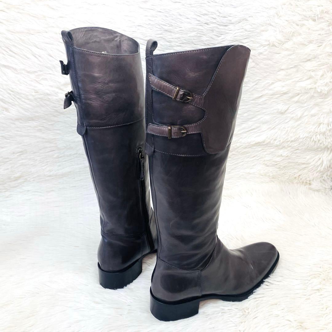 【希少色】SARTORE 38 グレージュダブルストラップ　サイドジップ　ロング