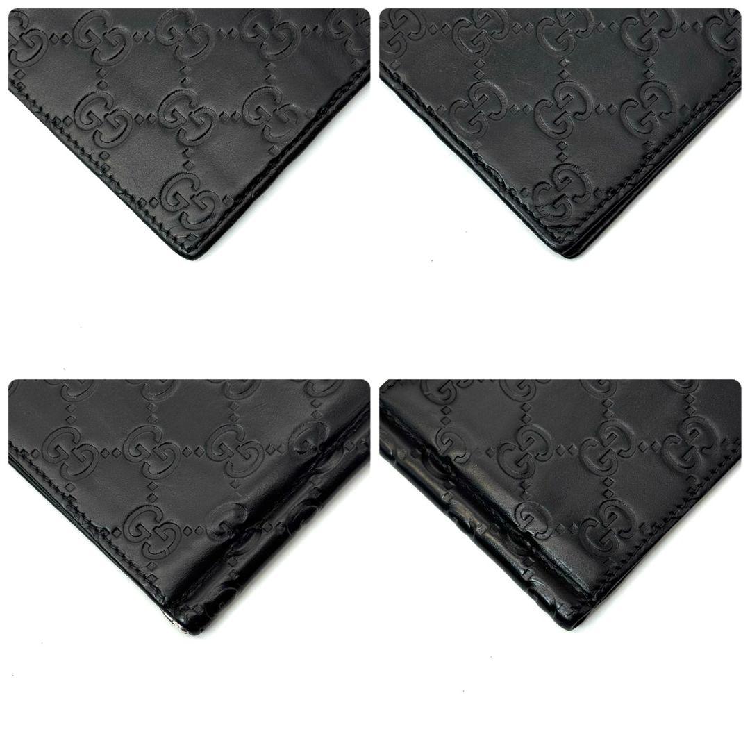 良品 グッチ シマ マネークリップ 財布 カード レザー 黒 ブラック GG