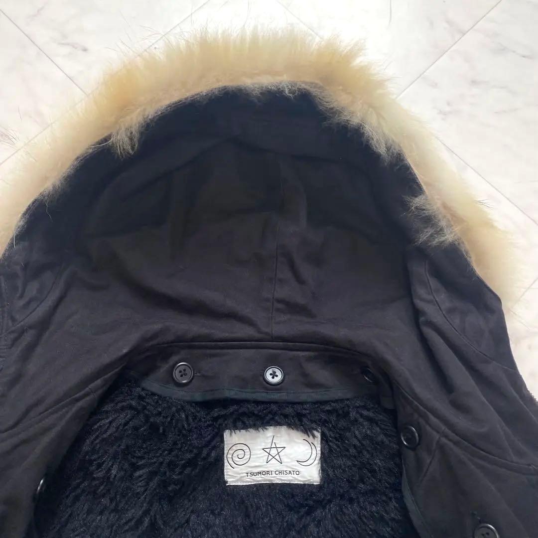 ツモリチサト　黒　モッズコート　ラクーンファー　ボアライナー付き