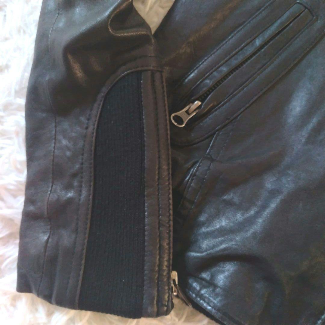 ungrid ラムレザー　フード付レザージャケット　黒ブラック　羊革