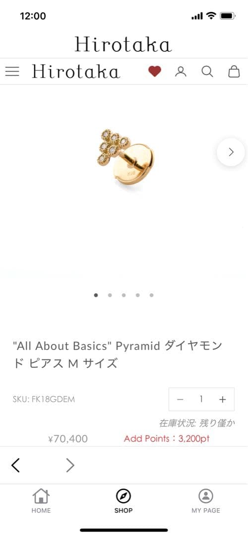 サヤ様 / HIROTAKA ヒロタカ ダイヤモンド18k ピアス