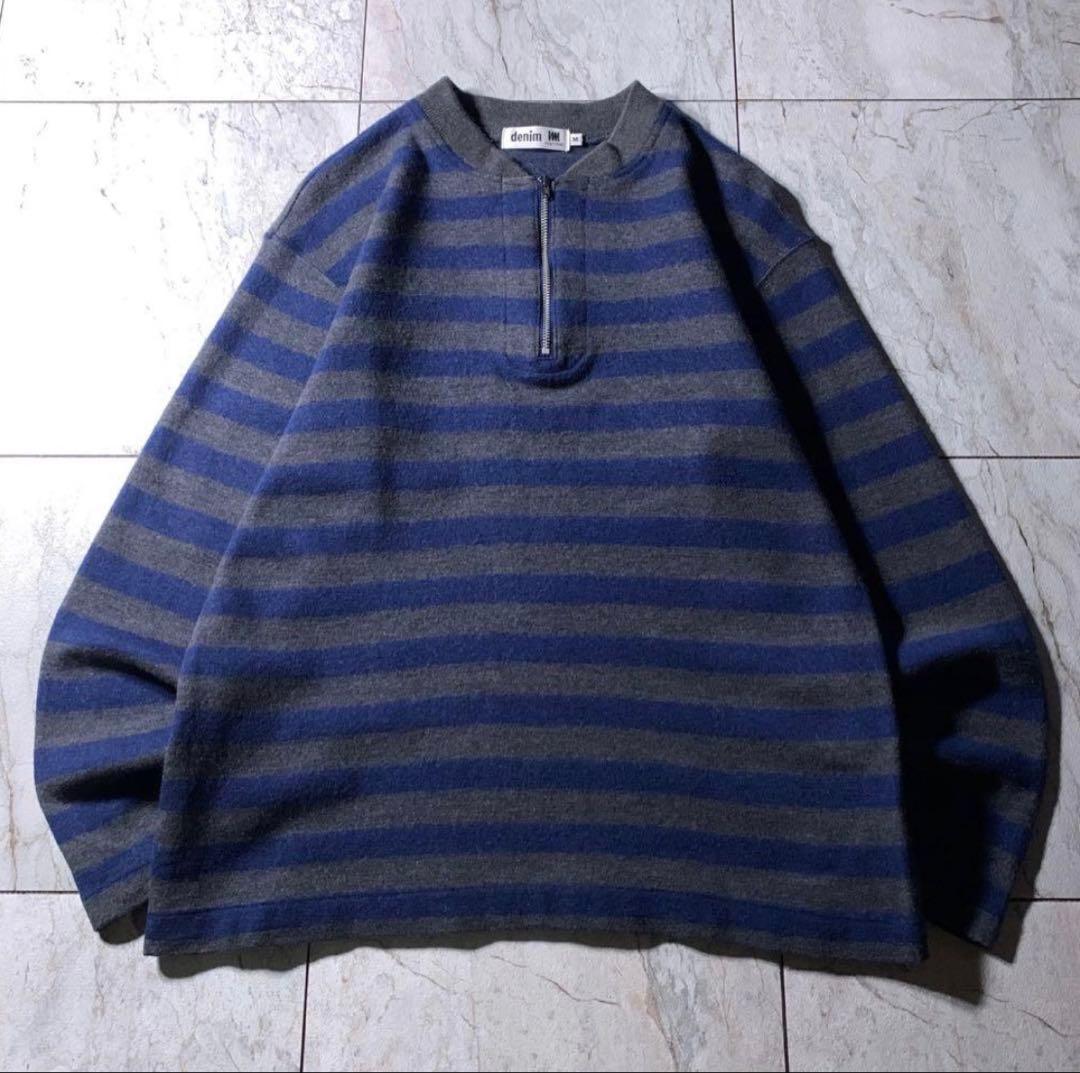 80s〜 ISSEY MIYAKE ハーフジップ ウール 短丈 ニット ボーダー