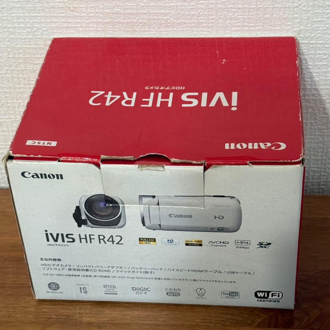 美品　SDカード付　Canon　ビデオカメラ iVIS HF R42 ホワイト