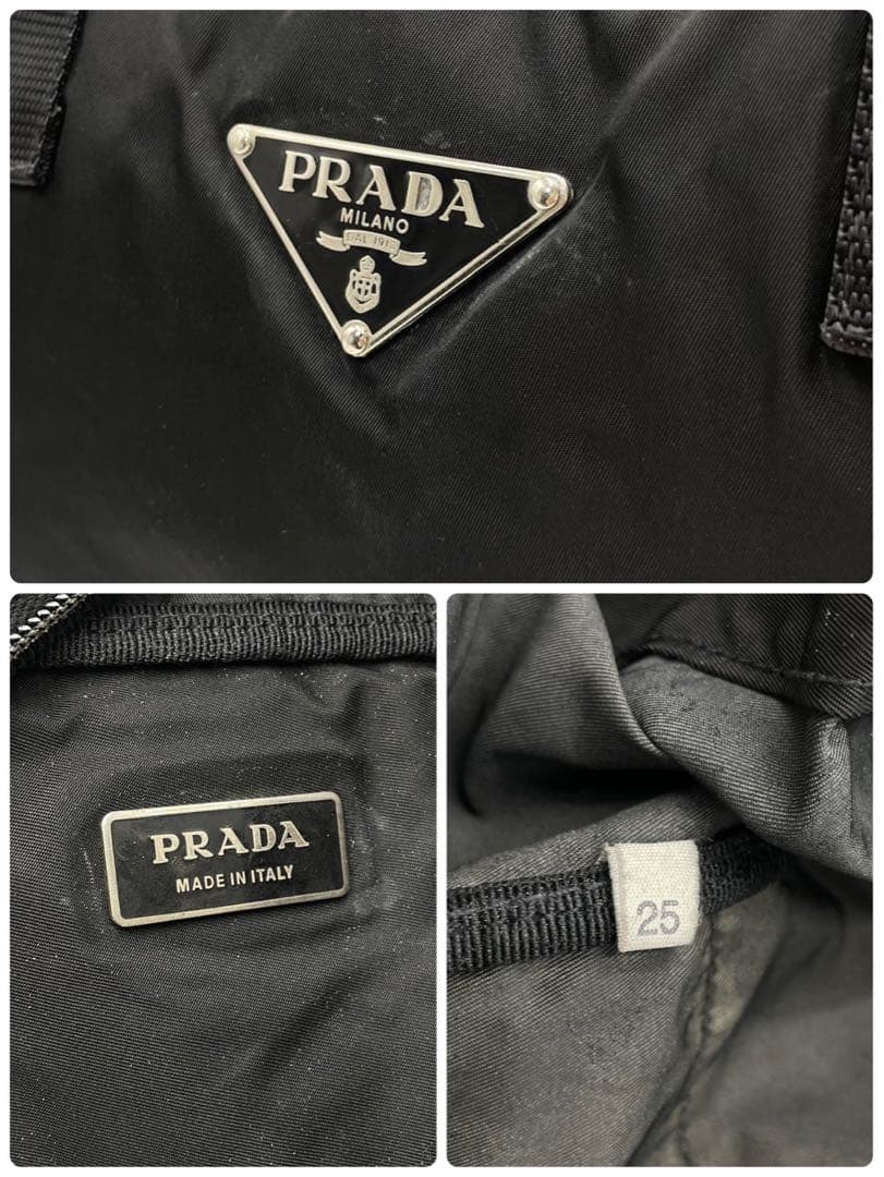 プラダ 三角ロゴ ボストンバッグ A4収納可能 プレート 白タグ ブラック