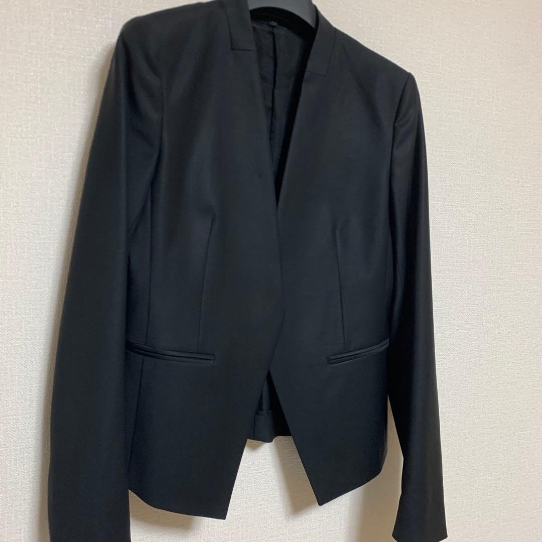 【美品】セオリー　現行　2 パンツスーツ　ブラック　ノーカラー　セットアップ