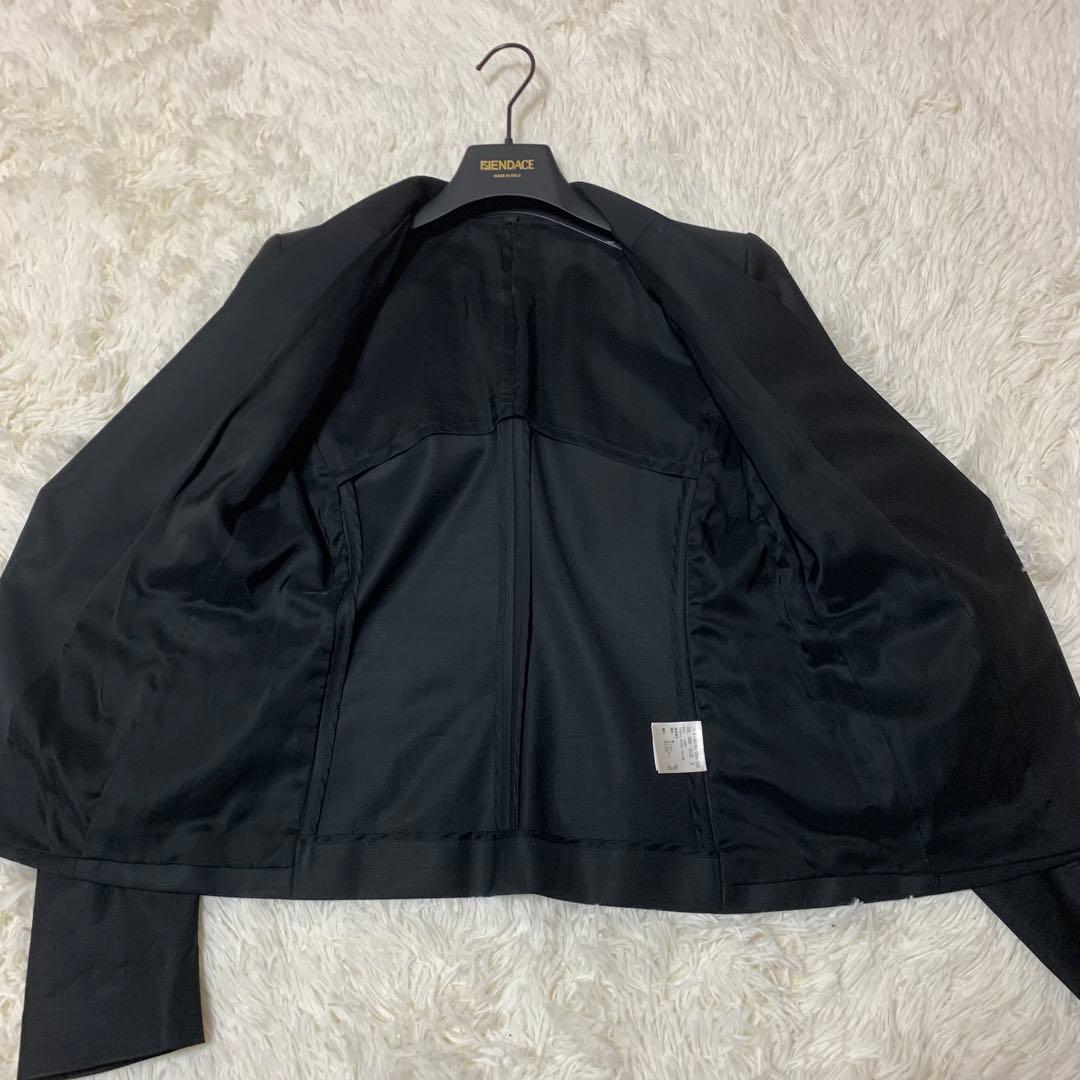 【美品】セオリー　現行　2 パンツスーツ　ブラック　ノーカラー　セットアップ