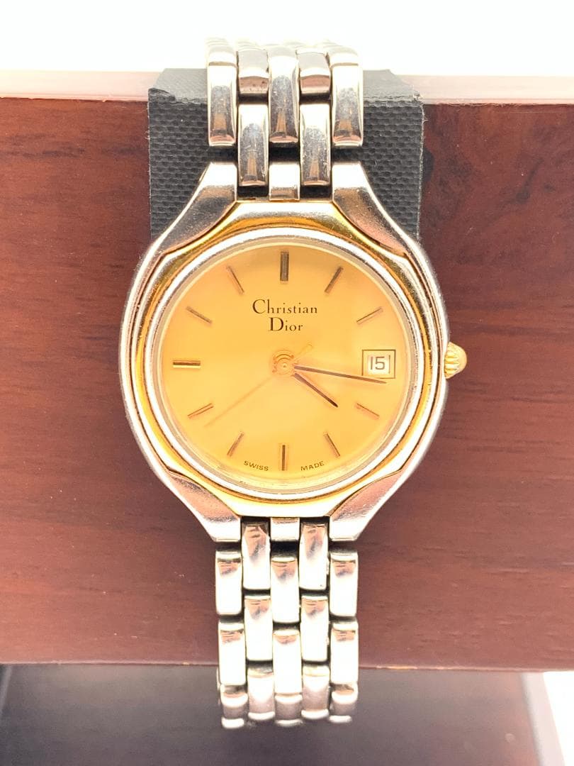 【稼動】Christian Dior ゴールド文字盤　腕時計　3001