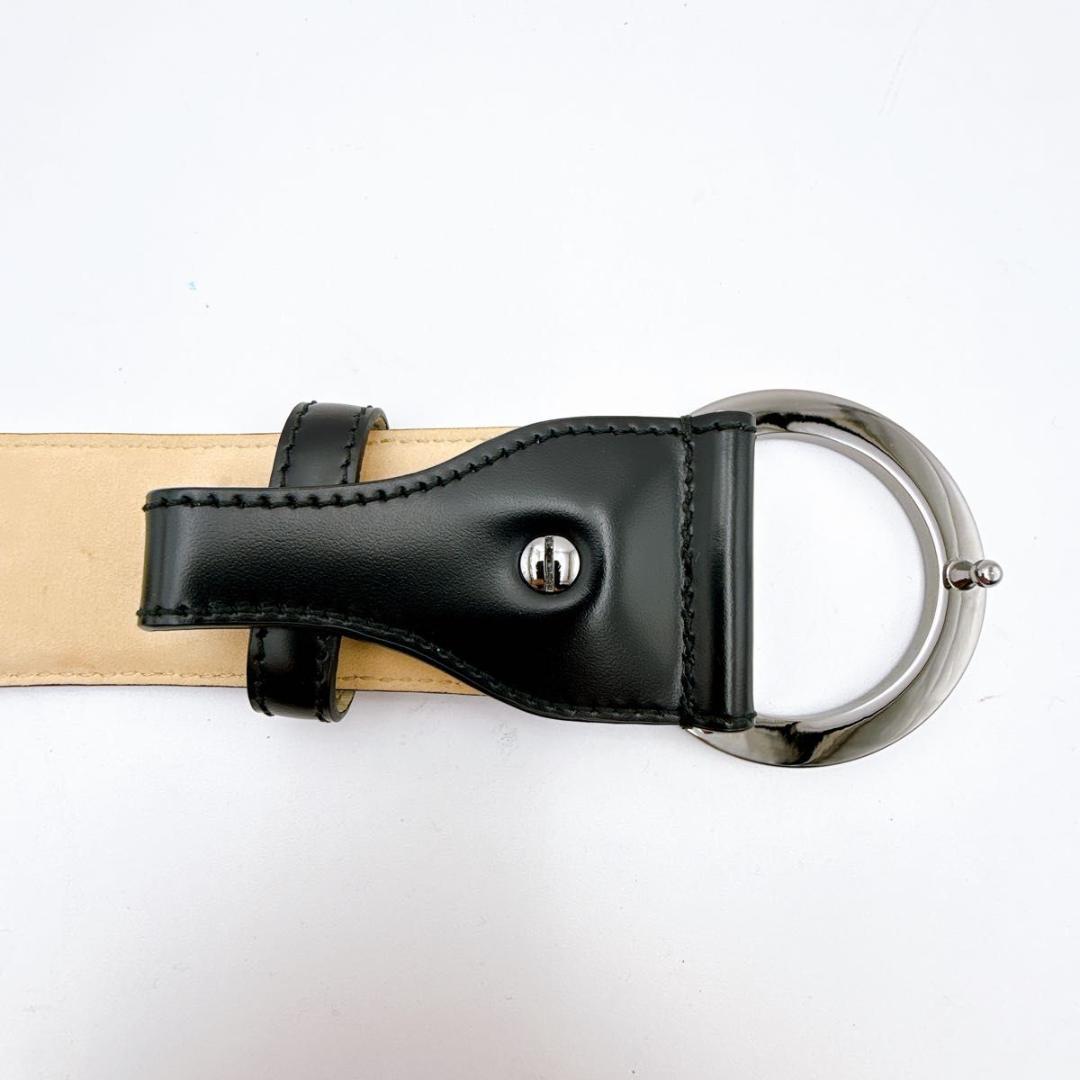 BVLGARI ブルガリ ベルト サークルロゴ シルバー金具 レザー ブラック