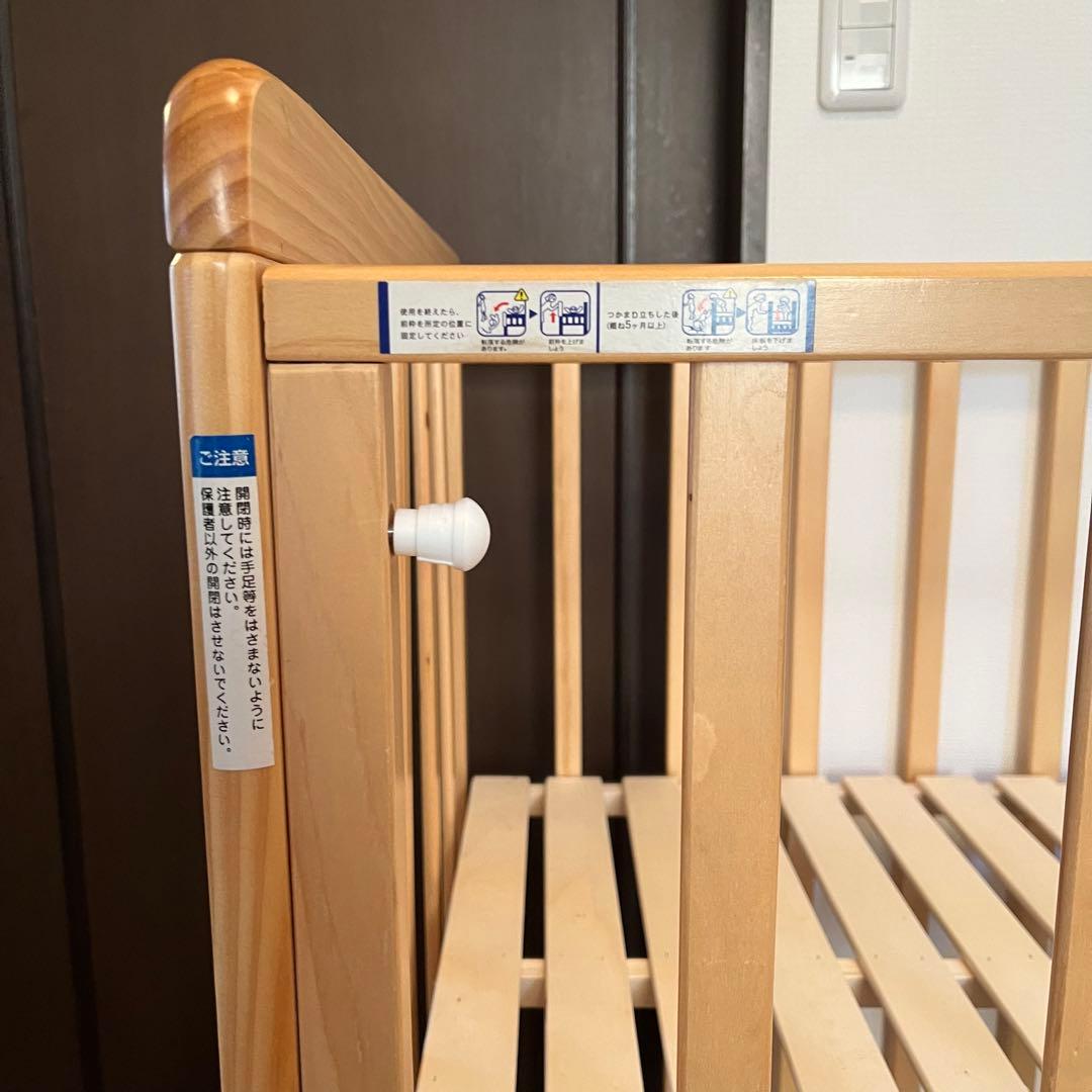 ミニベビーベッド 木製 ヤトミ PSC SG認定 2段階 キャスター 説明書付