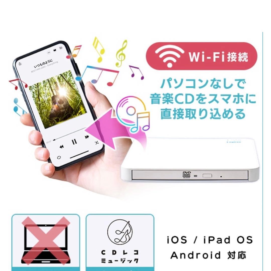 【動作確認のみ】 LDR-SM2WURWH スマホ用CD録音ドライブ転送