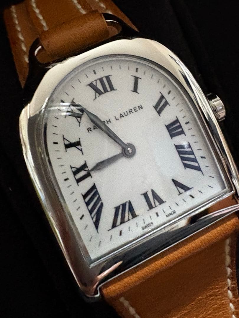 2/5のみ価格　RLコレクション　スティラップ時計　ホワイト文字盤　レザーベルト