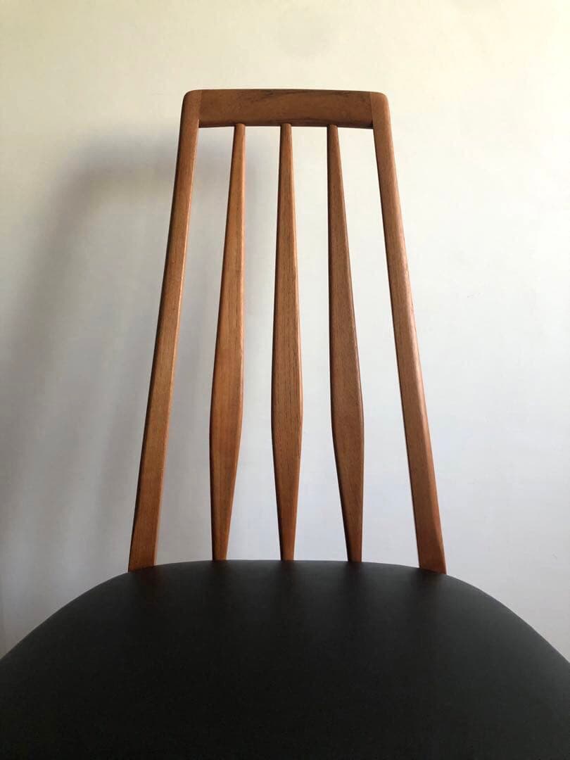 北欧デンマーク ヴィンテージ EVA エヴァチェア 黒革張り チーク材オイル仕上