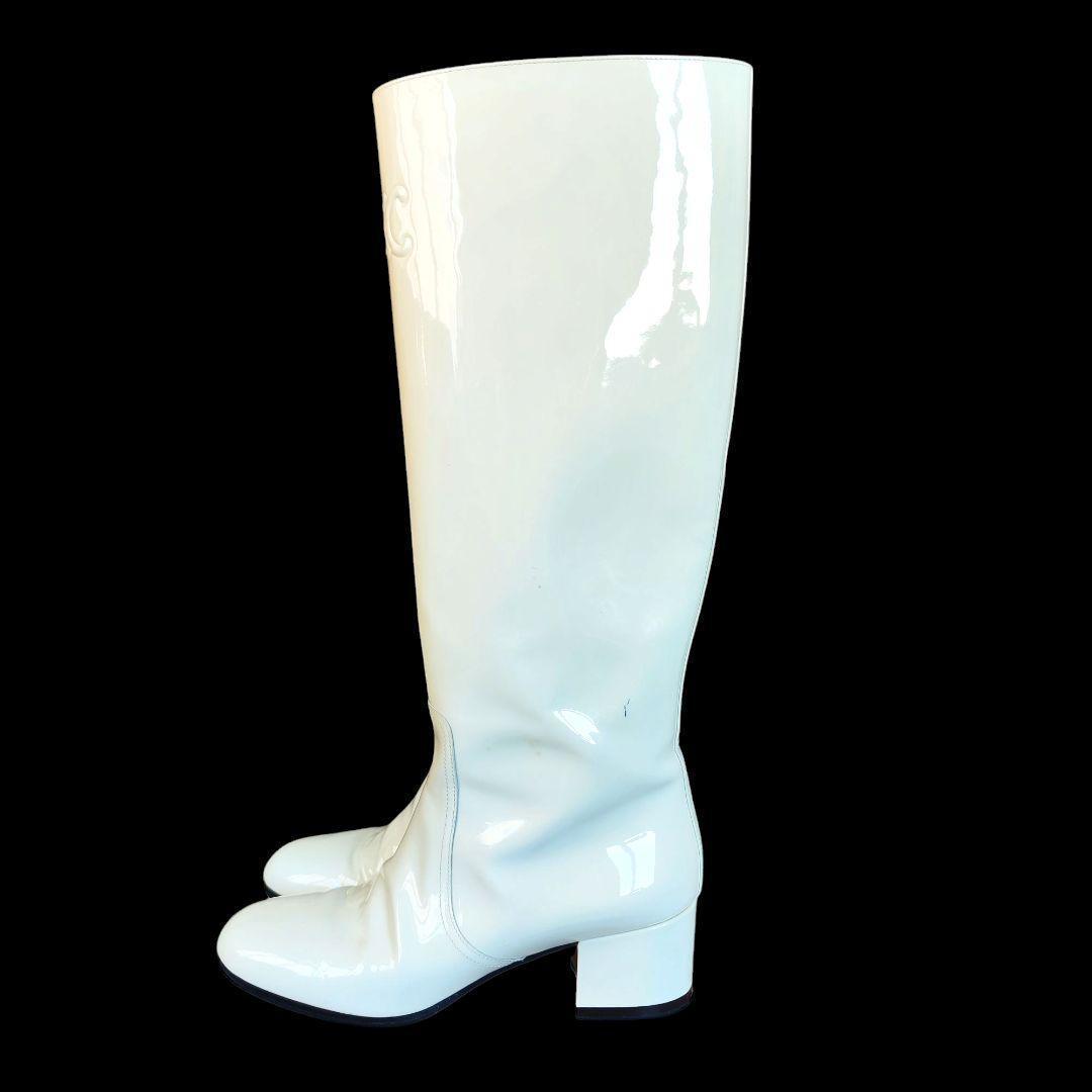 【美品】CELINE トリオンフ ハイブーツ ホワイト 36 23cm相当