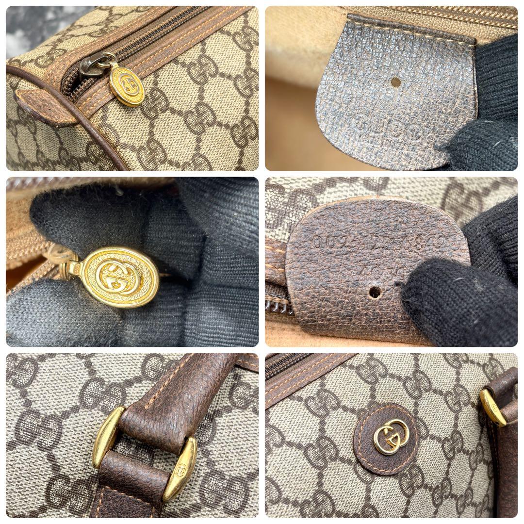 ✨美品✨GUCCI GG ボストンバッグ ハンド レザー ブラウン ロゴ 金具