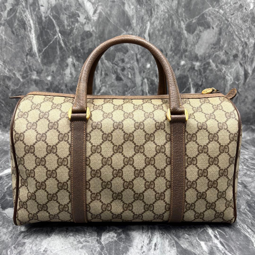 ✨美品✨GUCCI GG ボストンバッグ ハンド レザー ブラウン ロゴ 金具
