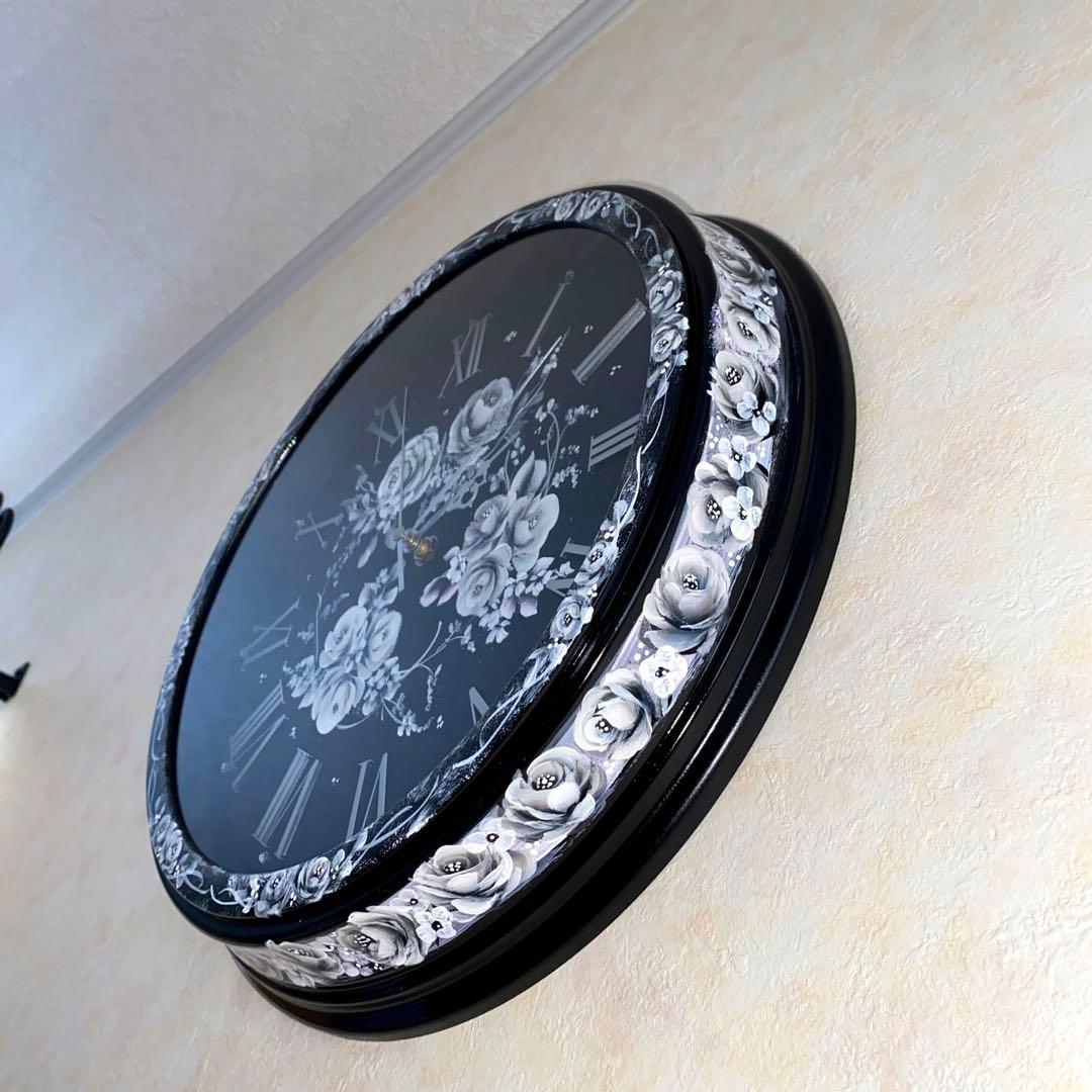 掛け時計　他おまとめ　薔薇　手描き　トールペイント