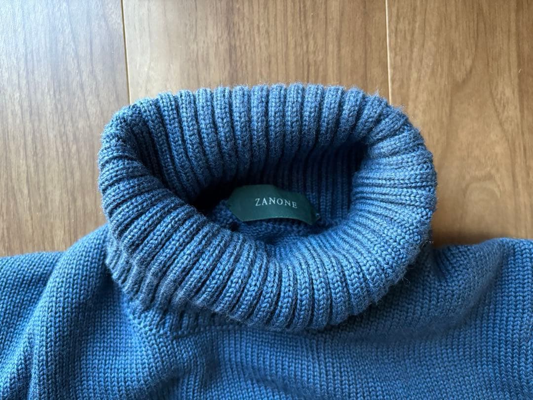 ち*ま様 ザノーネ　5G 5ゲージ　タートルネック　ニット　ブルー　46サイズ