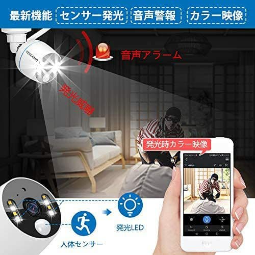 【送料無料】防犯カメラ 200万画素 ワイヤレス