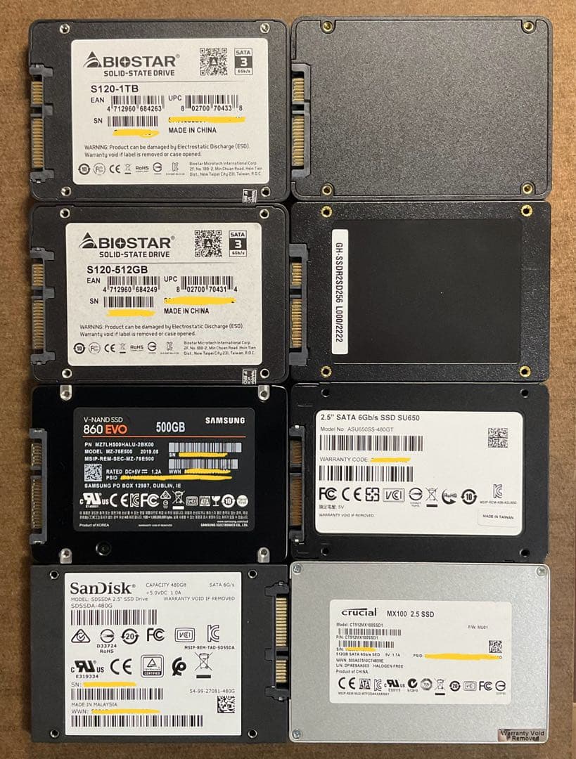 2.5インチ SATA SSD 8個セット