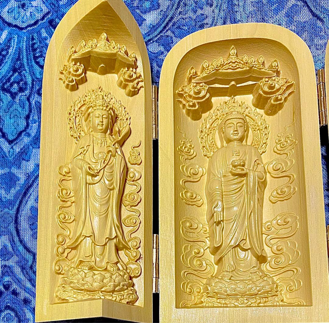 金運爆上げ！祈祷済！魂入り木製　普通の三尊仏ではありません！阿弥陀如来様