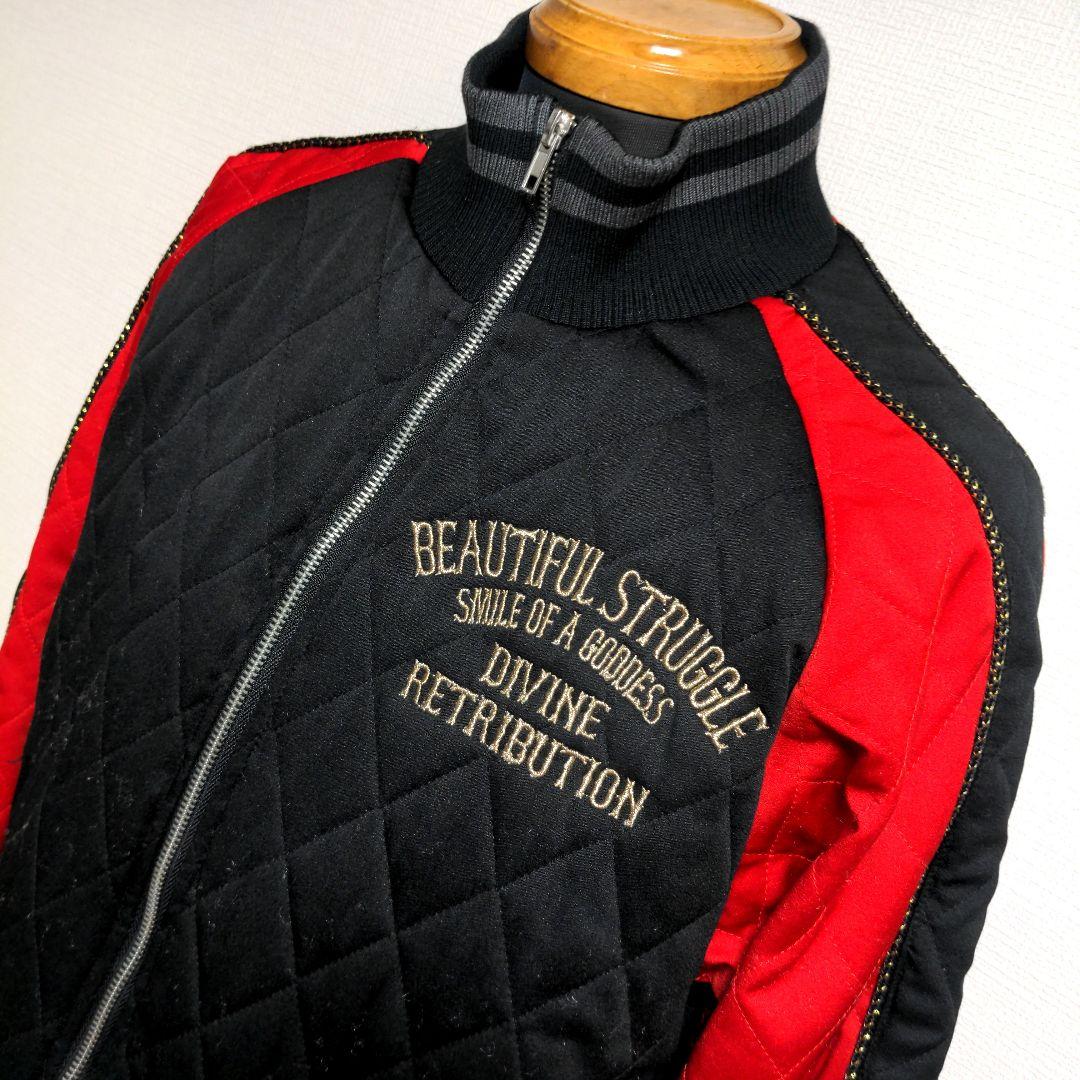 cj8 抜刀娘 スカジャン キルティング 黒×赤 メンズMサイズ