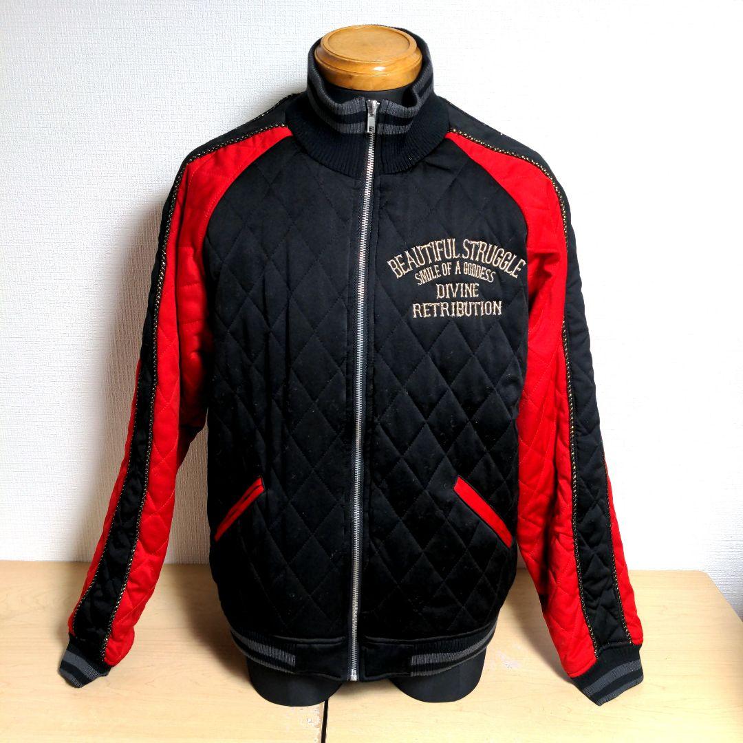 cj8 抜刀娘 スカジャン キルティング 黒×赤 メンズMサイズ