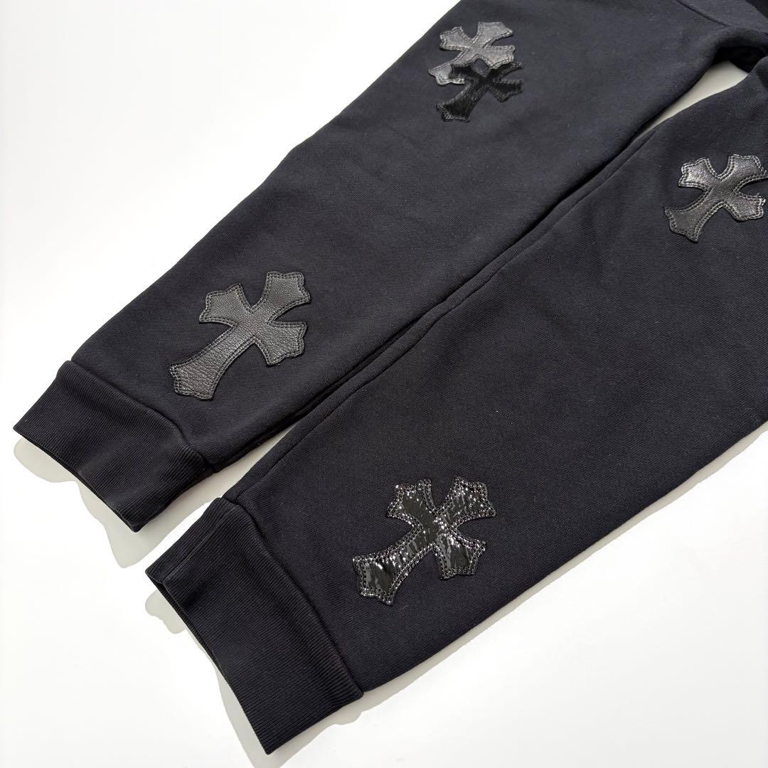 【極美品】CHROME HEARTS スウェット レザーパッチ ブラック XS