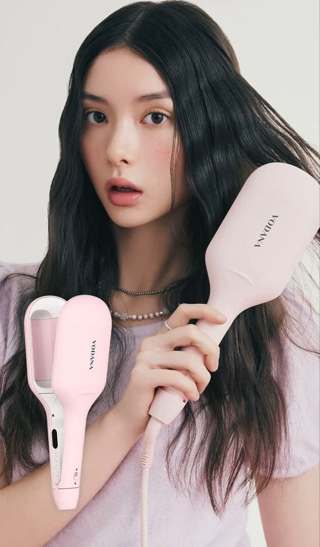 VODANAグローウェーブ アイロン40mmパウダーピンク ヘアアイロン