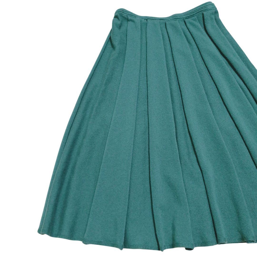 美品✨️MALO プリーツスカート 緑 40 カシミヤ100% 高級 防寒