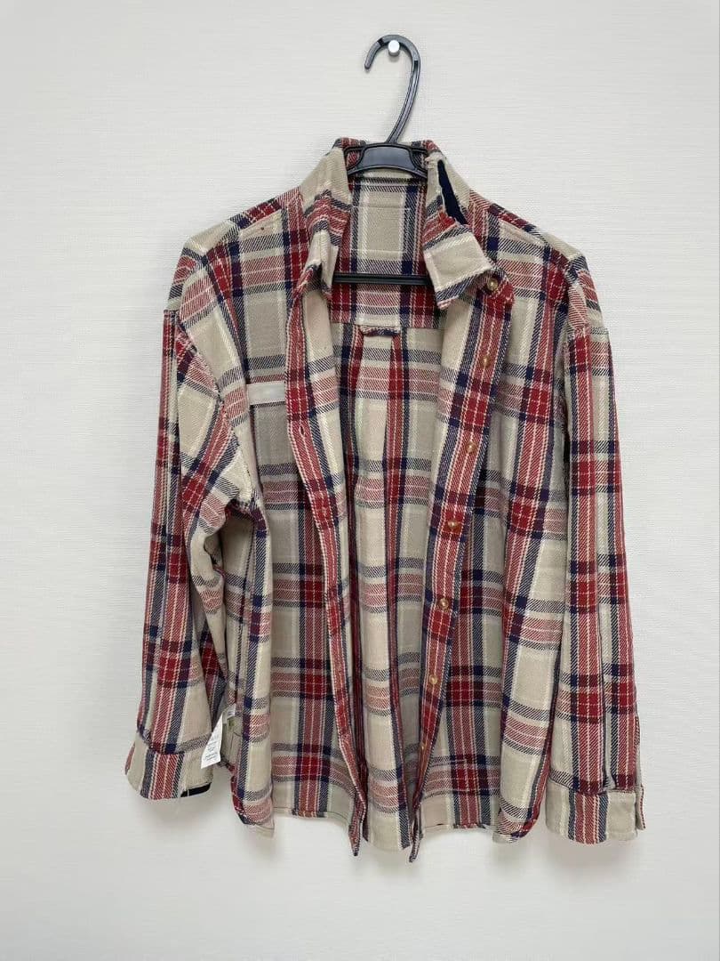 MADNESS ヘビーウォッシュ ダメージ加工 フランネルシャツ