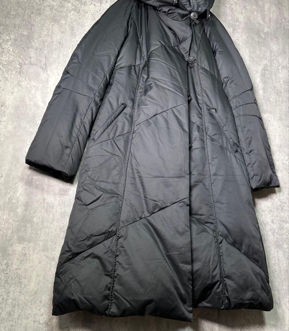 高級 EVEX by KRIZIA ダウン ロングコート Aライン 黒 フード