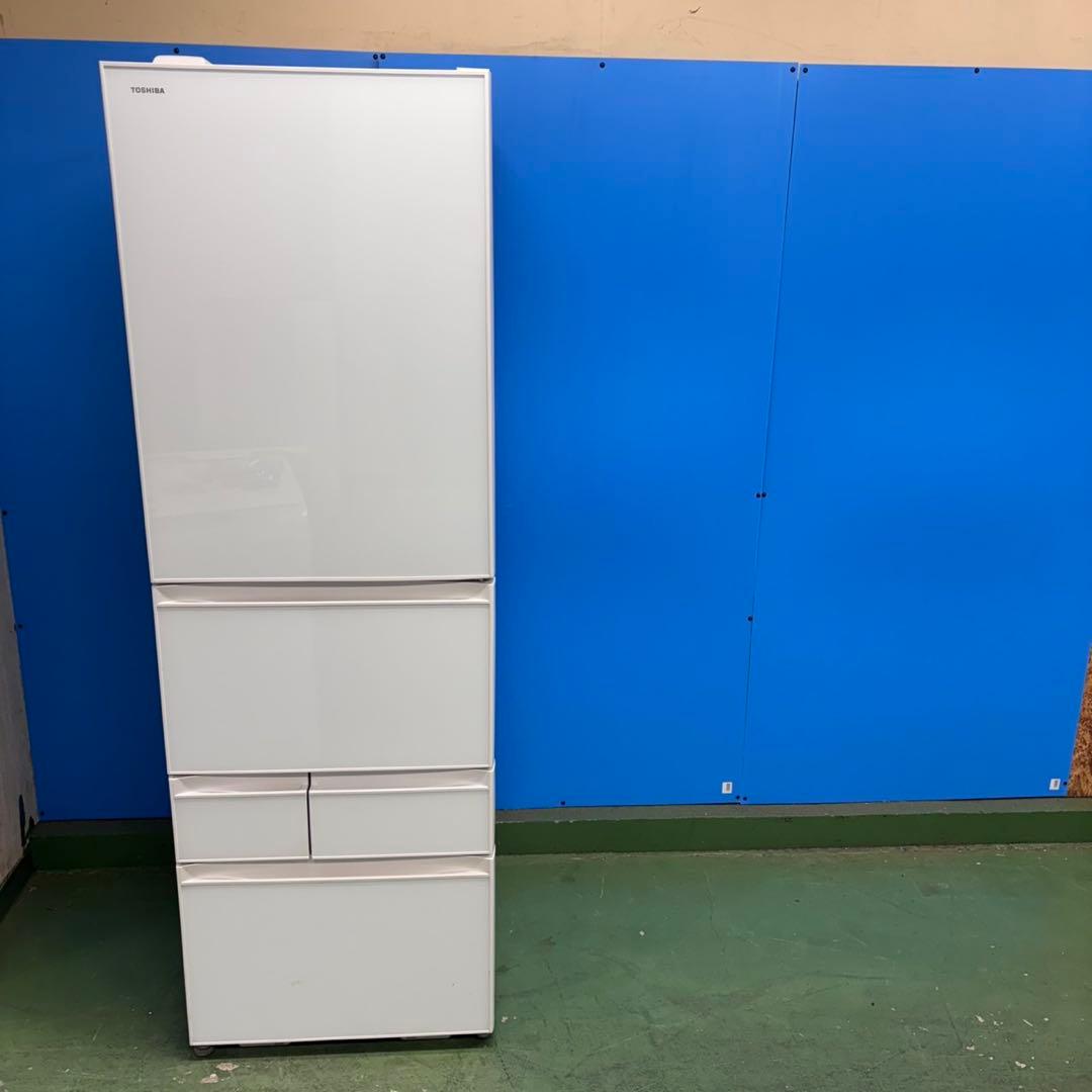 670 関東　鏡面デザイン　5ドア 右開き　大型冷蔵庫　400L強 自動製氷機